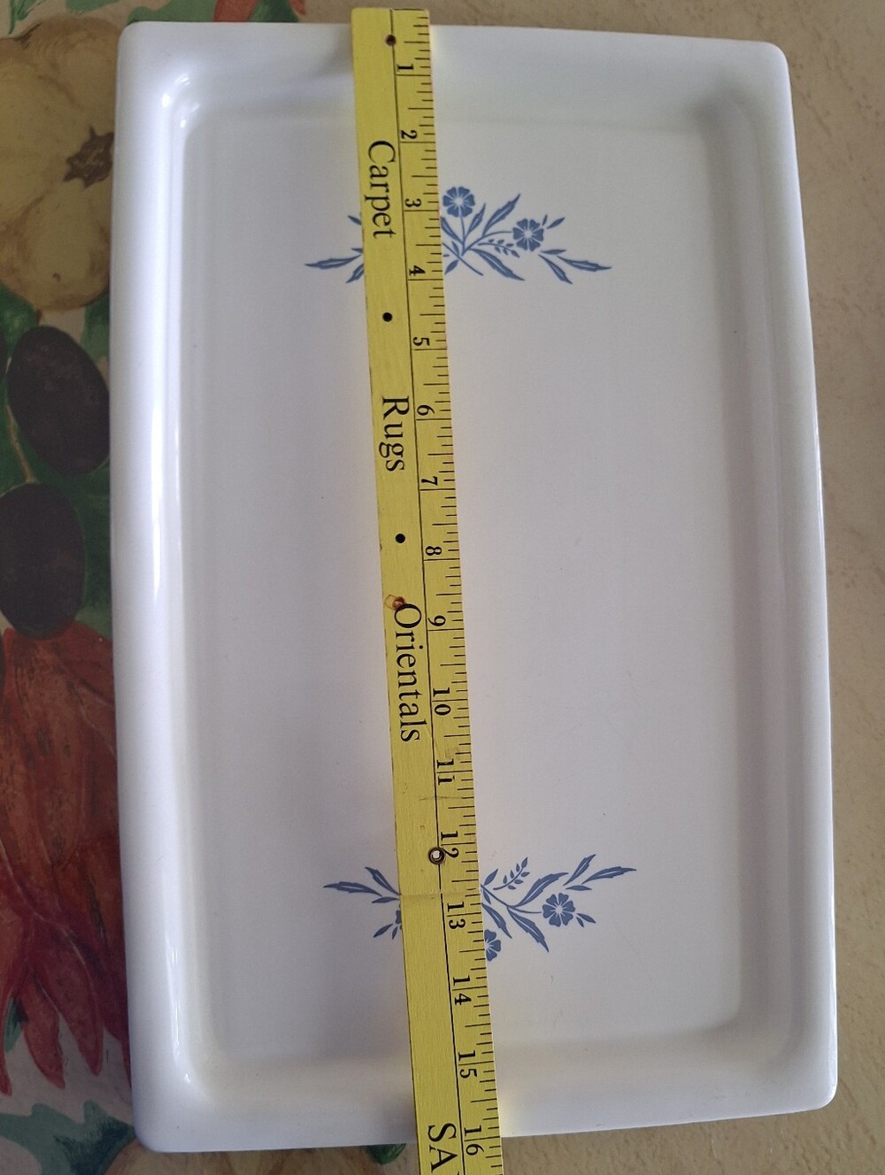 Corningware White Tray with Cornflower Blue Pattern . - Picture 3 of 11